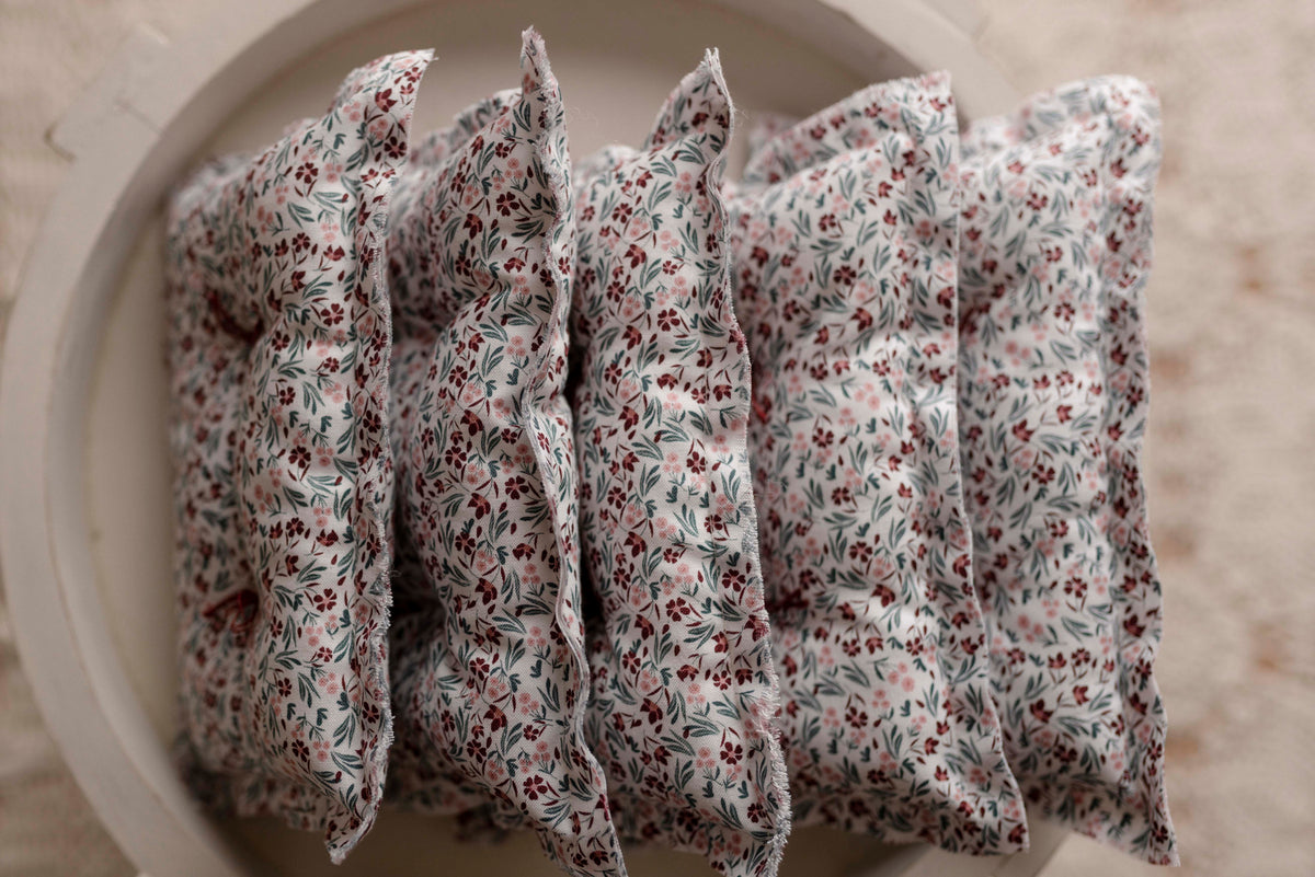 Eggplant Floral Pillow + Micro Heart