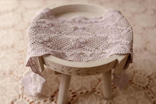 Lilac sitter bow halo, newborn halo and vintage layer set by Olive & Lace