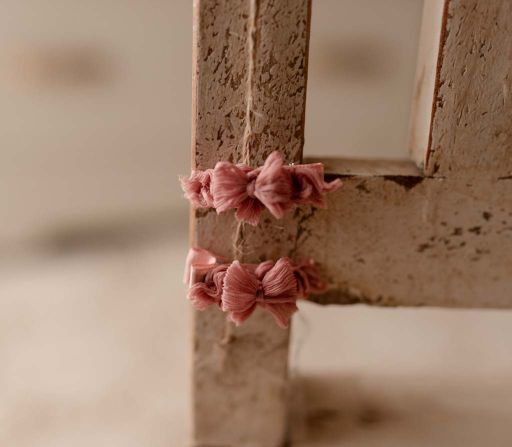 Rose ruffle bow on a non-slip clip by Olive & Lace