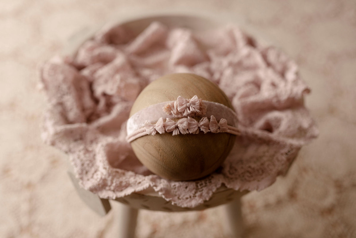 Rosewater Blush collection with 2 tiebacks and layer by Olive & Lace