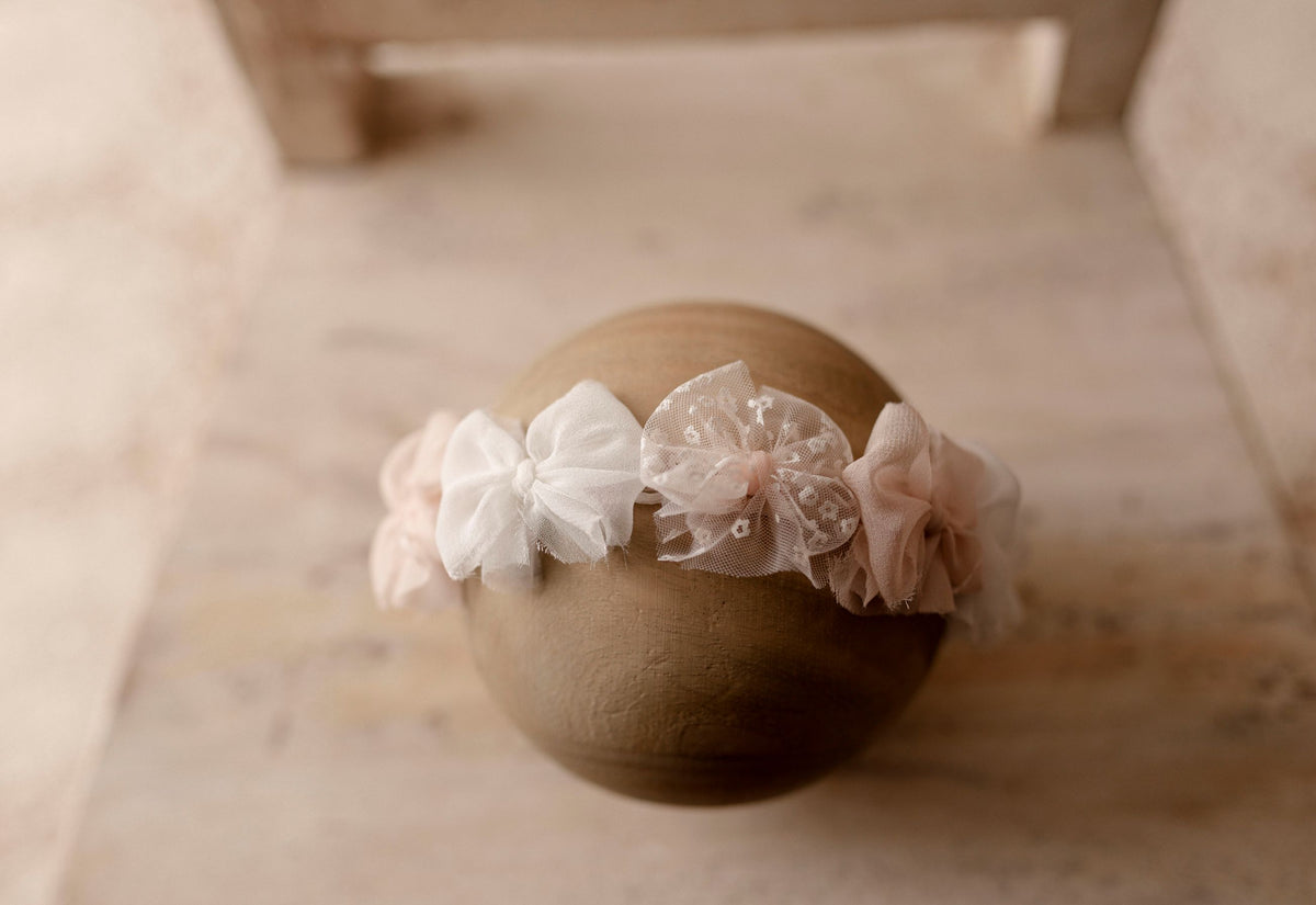 Rosie Posy sitter rag bow halo by Olive & Lace