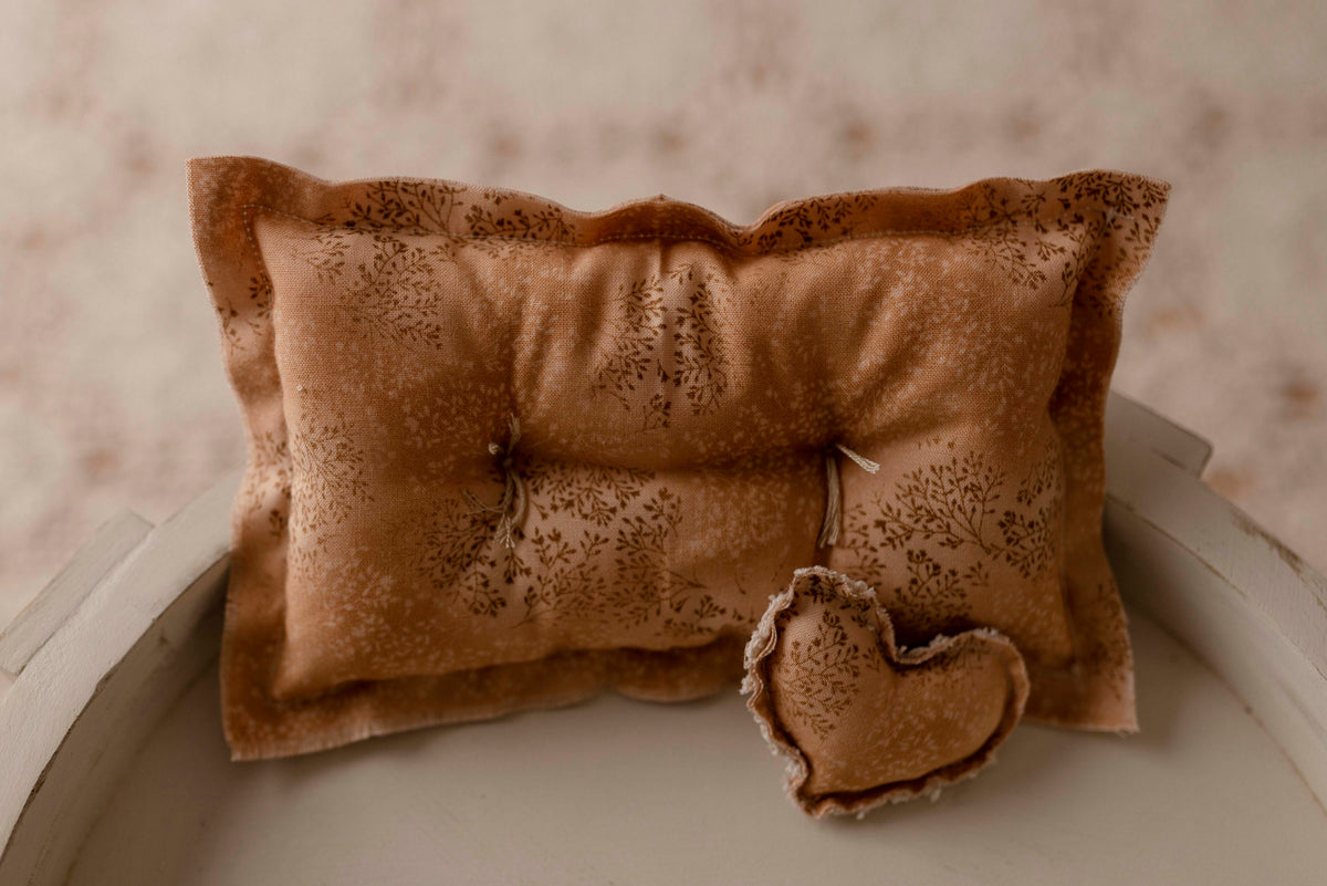 Rustic Nude pillow with micro heart by Olive & Lace