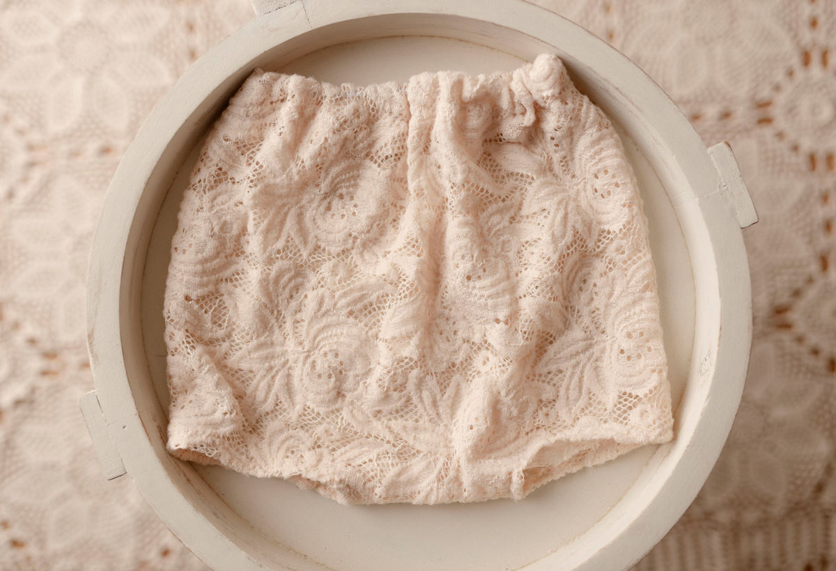 Cream stretch lace diaper cover by Olive & Lace
