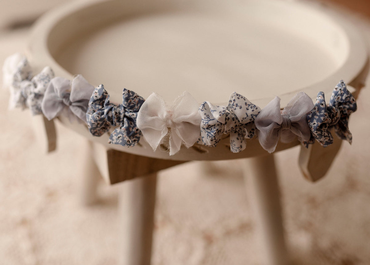 Bluebell rag bow halo for toddlers and kids by Olive & Lace