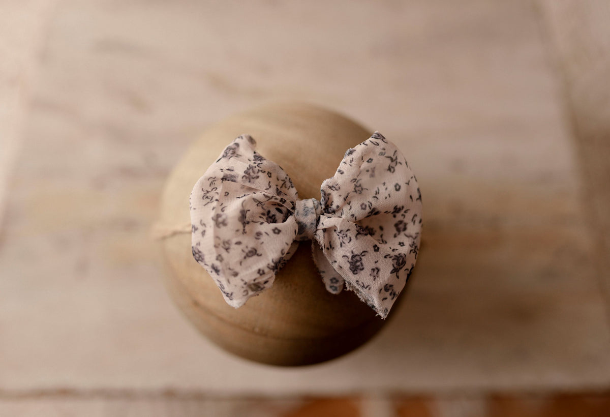 Blueberry Floral bow sitter tieback by Olive & Lace