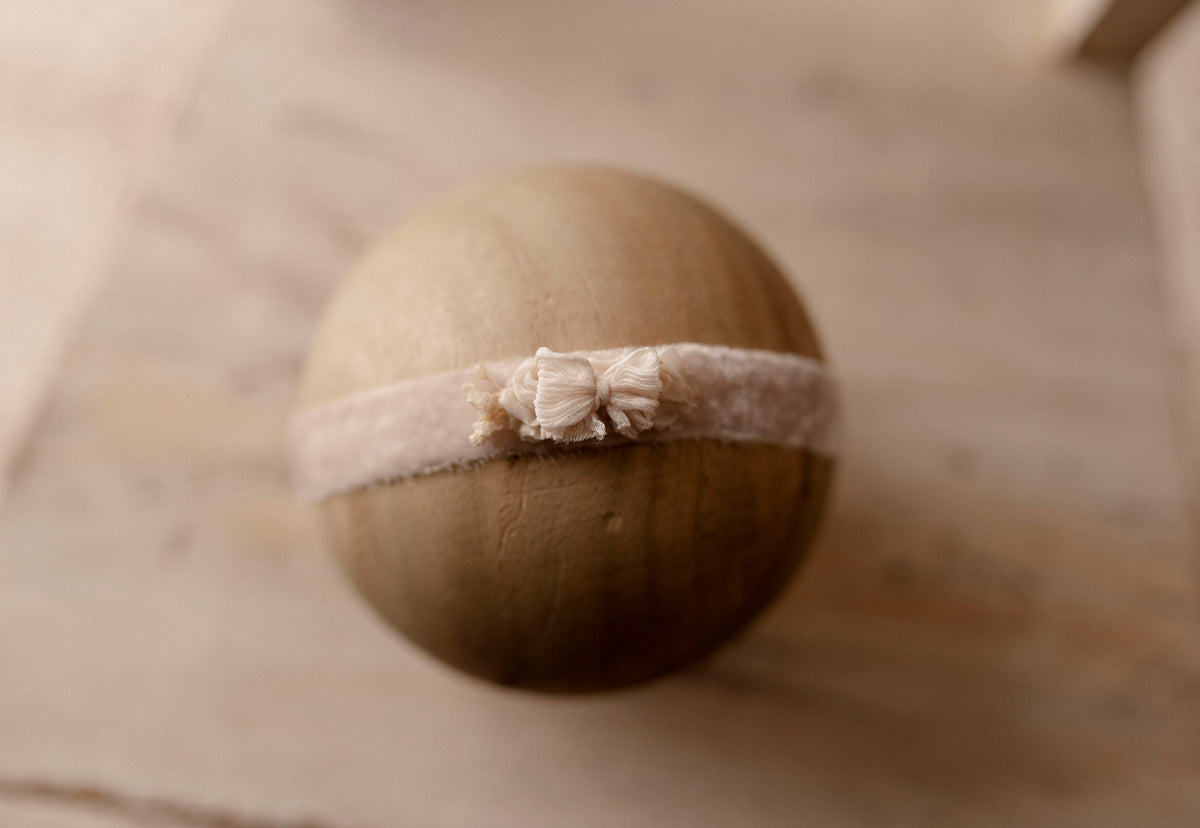 Buttercream newborn velvet tieback by Olive & Lace