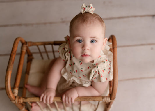 Cherry dress for baby photos by Olive & Lace