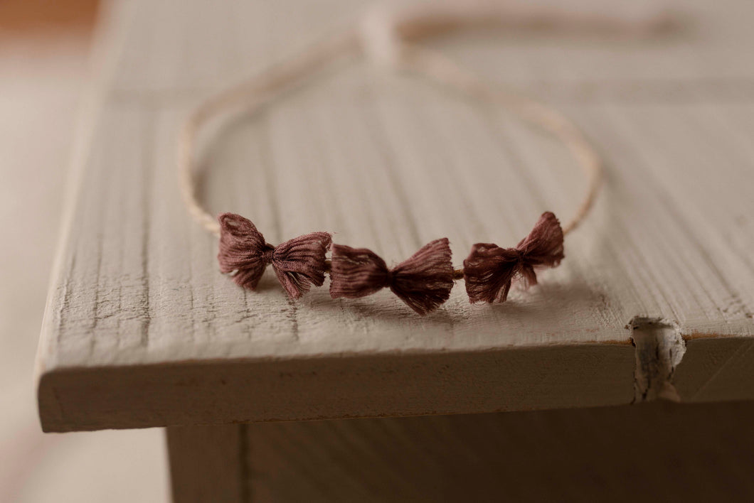 Chocolate Mauve Bows Tieback