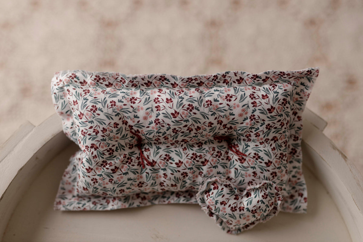Eggplant Floral pillow with micro heart by Olive & Lace