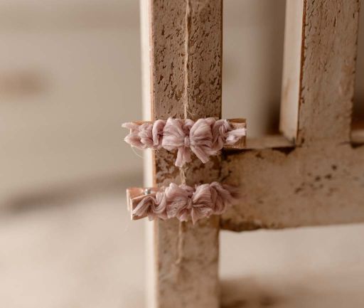 Lilac Mauve ruffle bow on a non-slip clip by Olive & Lace