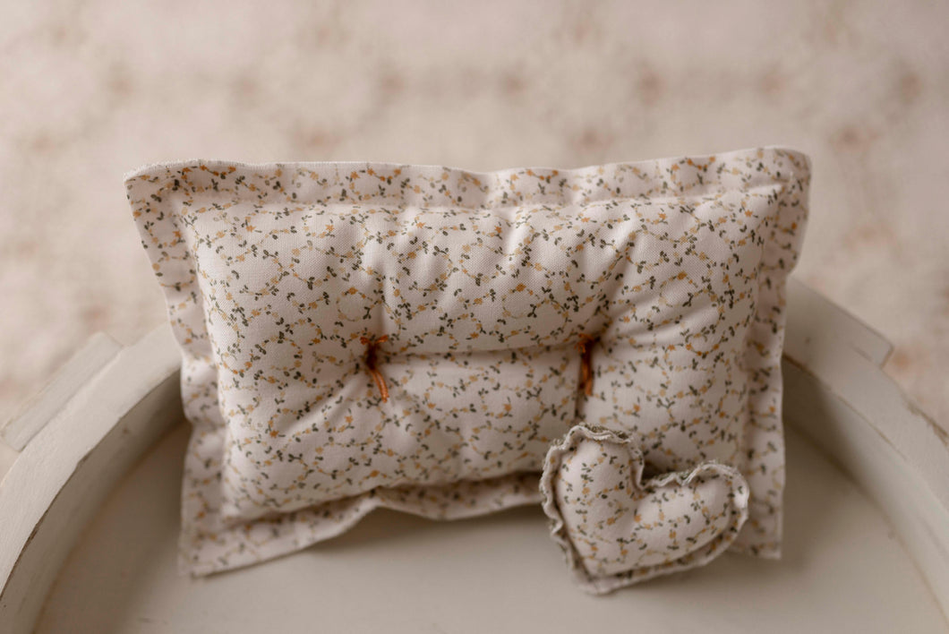 Organic Floral Pillow  + Micro Heart