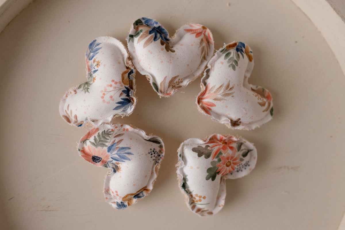Peach Floral Pillow + Micro Heart