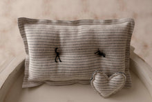 Load image into Gallery viewer, Gray Pin Stripe Pillow + Micro Heart
