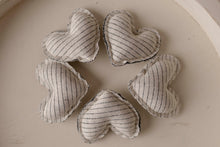 Load image into Gallery viewer, Gray Pin Stripe Pillow + Micro Heart
