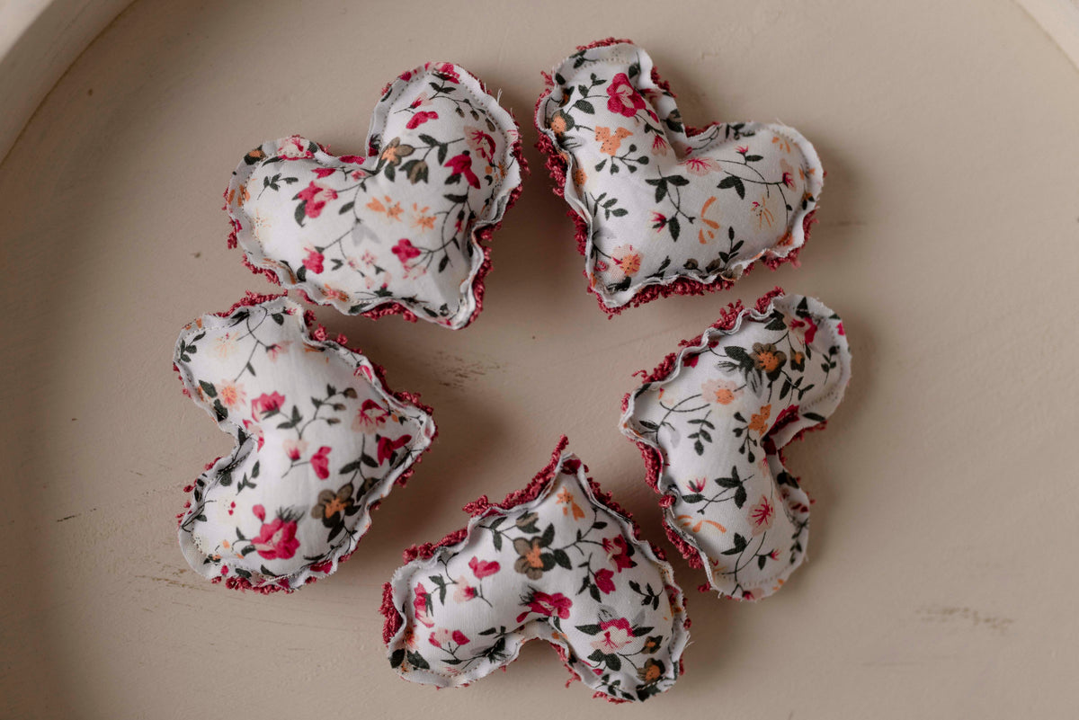 Raspberry Floral  Pillow + Micro Heart