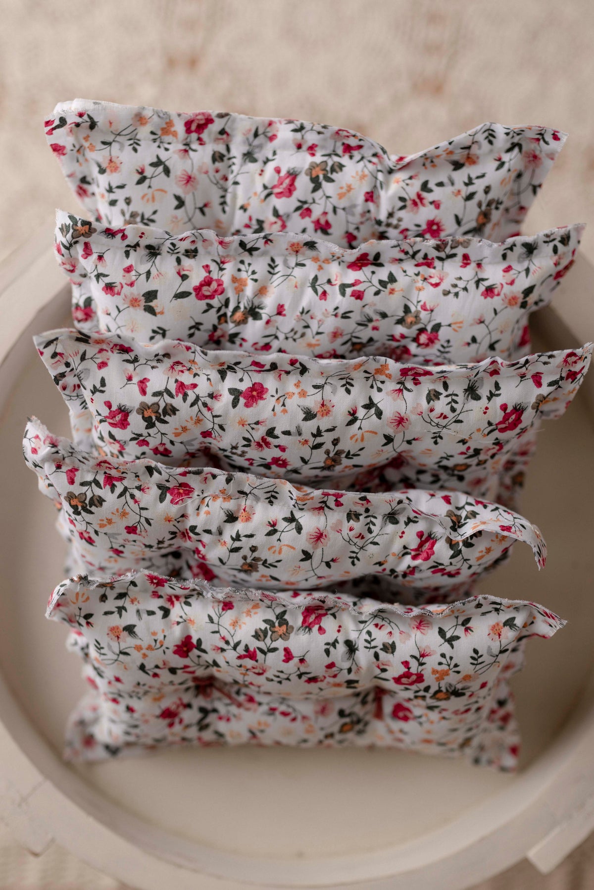 Raspberry Floral  Pillow + Micro Heart