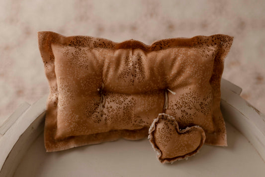 Rustic Nude pillow with micro heart by Olive & Lace