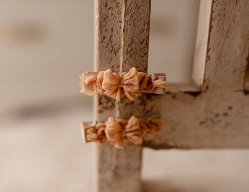 Honey ruffle bow on a non-slip clip by Olive & Lace