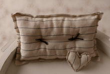 Load image into Gallery viewer, Tan Pin Stripe Pillow  + Micro Heart
