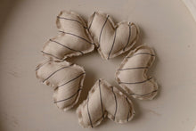 Load image into Gallery viewer, Tan Pin Stripe Pillow  + Micro Heart
