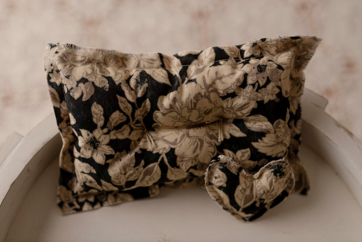 Vintage Floral pillow with micro heart by Olive & Lace