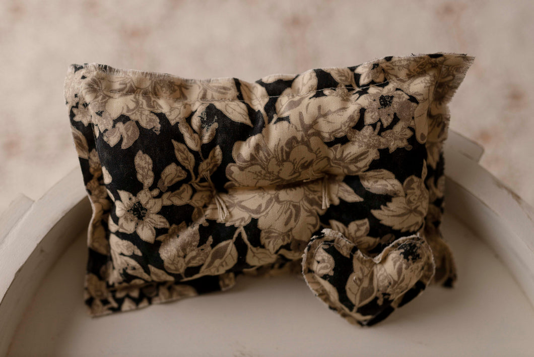 Vintage Floral Pillow + Micro Heart