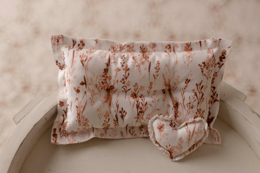 Rosie Floral pillow with micro heart by Olive & Lace