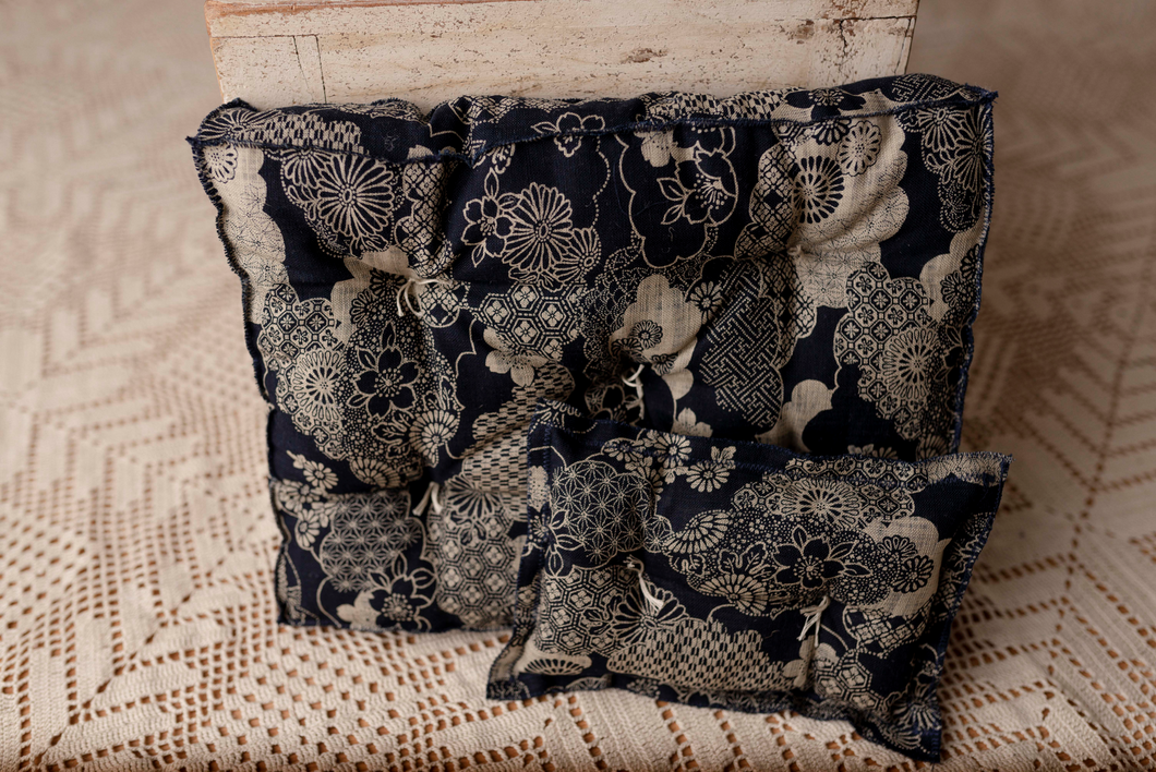 Navy & Boho Floral - Double Sided Mattress & Pillow Set