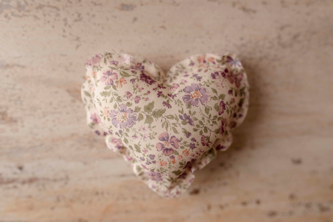 Purple Floral Cluster Mini Heart